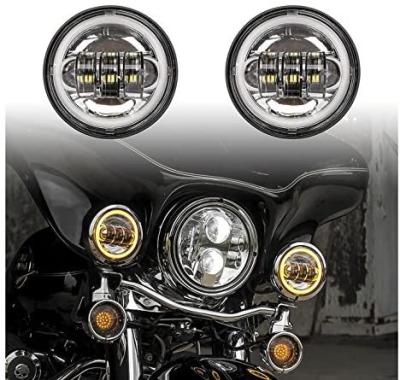 China High Quality 2pc Chrome Harley Running Light RGB Halo Smartphone App Controlled Training Light Kit With White DRL + Amber Turn Signal for sale