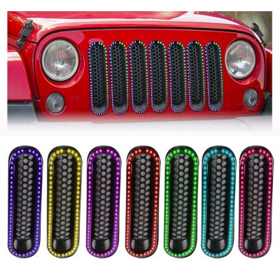 China Super Bright High Quality Aluminuim RGB LED Grill Light For Jeep Wrangler JK DRL 2008-2015 Car Alarm Warning Light for sale