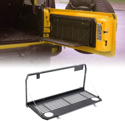 China Iron JL Foldable Tailgate Table Rear Door Cargo Shelf Storage Rack Bracket For 2018-2019 Jeep Wrangler JL 2/4 Door Accessories for sale