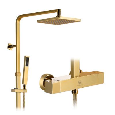 China With kraan shower mixer set gold grifo columna de ducha bathroom sliding bar HIMARK thermostatische high end shower for sale