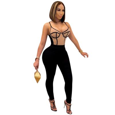 China 2021 New Arrival QUICK DRY Summer Rompers Sexy Women's Overalls Club Wear Suspender Jumpsuit Mesh Sexy Playsuit for sale