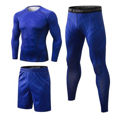 China Breathable Fitness Clothing 3pcs/set Fitness Clothing Set Workout Clothes Sportswear Gym Basketball Jogging Running Clothes For Men for sale