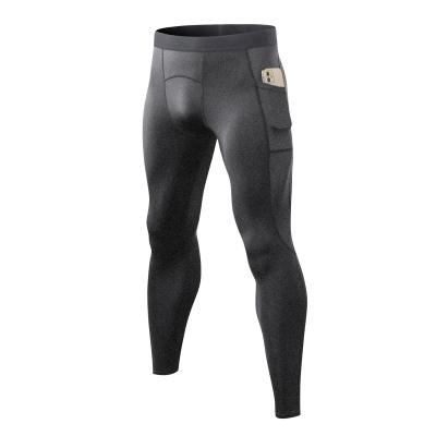 China Breathable Men's Fitness Pants Straight Compression Gaiters Waist Shaper Gaiters Polyester Spandex Pants for sale