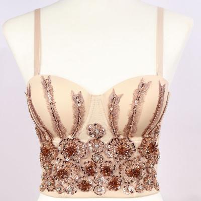 China Backless Strap Diamond Chest Corset Fashion Sexy Diamond Top Bra Colorful Club Wear Antibacterial Women Retro for sale