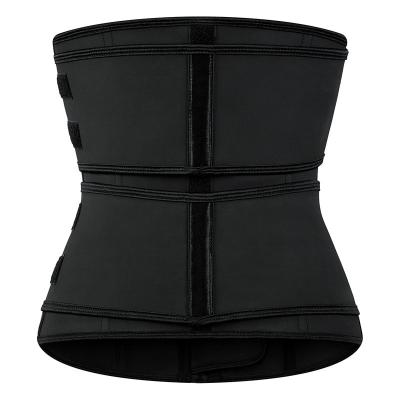 China Antibacterial Women Slimming Shapewear Double Strap Waist Trainer OEM 9 Bone Latex Belt Waist Trainer With Hook And Steel Zipper for sale