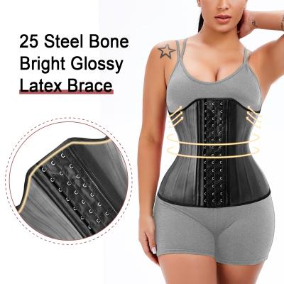 China Private Label Latex Waist Trainer Antibacterial 25 Corset Steel Bones Shaping Women Strap Shaper Slimming Sheath Belly Belt Shapewear Top Vest for sale