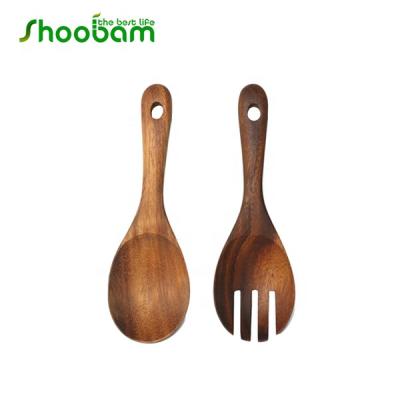 China 2 Pcs Sustainable Wooden Salad Spoon And Forks Set for sale