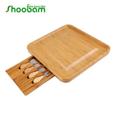 China Sustainable Square Bamboo Tray and Cheese Board Tool Kit for sale