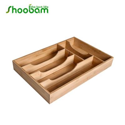 China 6-Slot Drawer Organizer Large Size Cutlery Sustainable Bamboo Tray With Dividers for sale