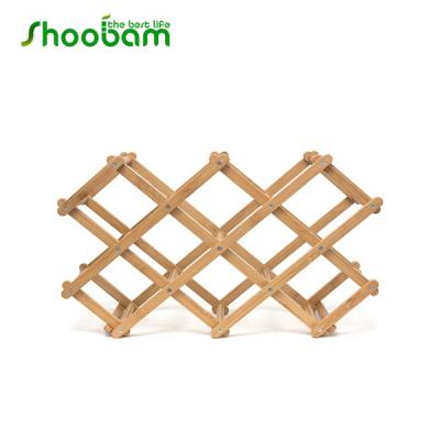 China Sustainable Folding 10-Bottles Premium Bamboo Wooden Wine Rack for sale