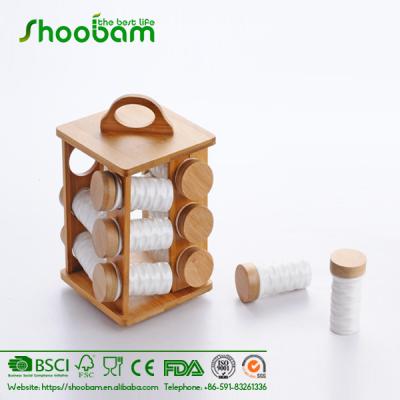 China Sustainable Kitchen Spice Rack Natural Bamboo Ceramic Glass Spice Jar With 12 Pcs for sale