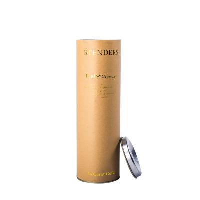 China Recycled Materials NOCI OEM Hot Foil Stamping Kraft Cardboard Paper Cylinder Gift Boxes Skin Care Products Paper Tube Boxes With Metal Lid for sale