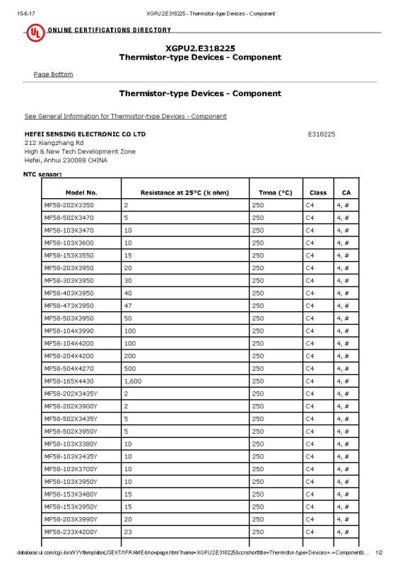 American UL Certification( Page 1) - Hefei Minsing Automotive Electronic Co., Ltd.