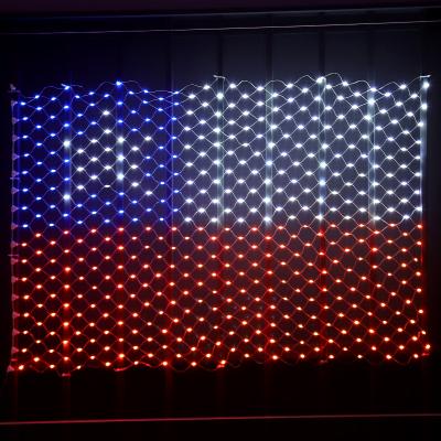 China Hot Selling Indoor Outdoor 420 LED American Flag Mesh Net Fairy Lights for Independence Day 4th of July Memorial Day for sale