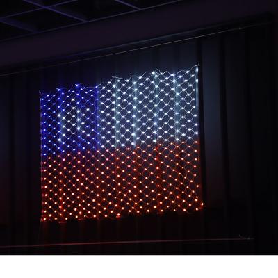 China Outdoor Indoor Awesome American Flag String Lights 2*1m Waterproof Flag Net Lights For Outdoor Christmas Decoration Independence Day for sale