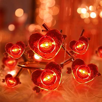 China 50 LED Decoration Lights Valentines Day Decorations with Remote Red Heart Shaped Fairy String Lights Holiday Battery Operated Lighting for sale