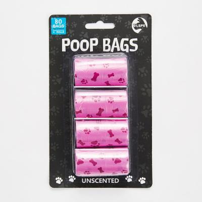 China 4 Bags Dog Rolls 80 Degradable Pet Waste Bag Custom Plastic Poop Bag for sale