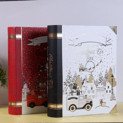 China Recyclable Custom Portable Design Lovely Christmas Holiday Book Form Box Cookie Food Paper Rigid Gift Box for sale