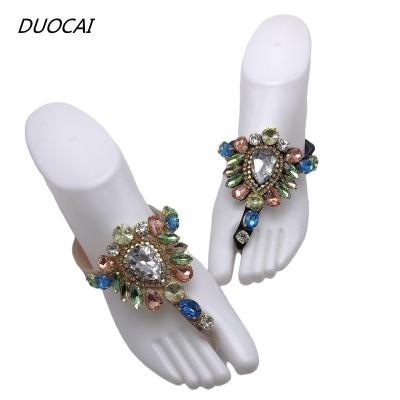 China Factory Hot Sale Wholesale Custom Made PU Rhinestone Jeweled Upper Sandal Shoes Upper for sale