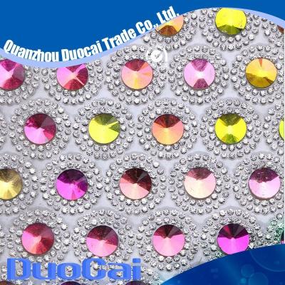 China Hot Colorful Crystal Flatback Sheet Gule Mesh 24*40cm for sale