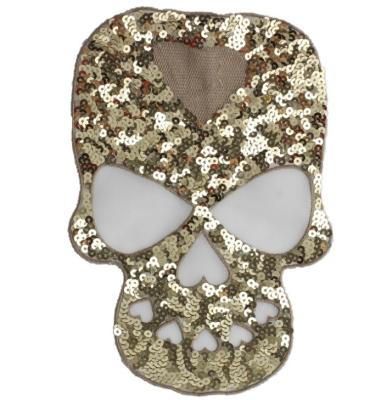 China Sew-on New Cartoon Large Ghost Skull Sequin Embroidery Cloth Patch Head Patch for sale