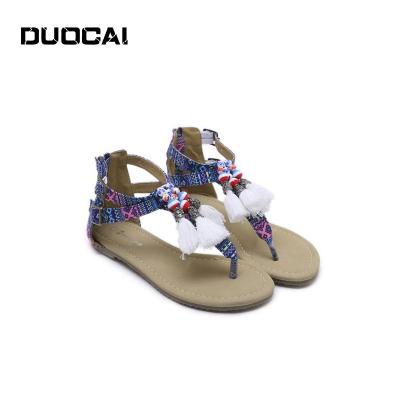 China Latest Durable New Style Bohemian Beads Fancy Flat Ladies And Comfortable Women Sandals for sale