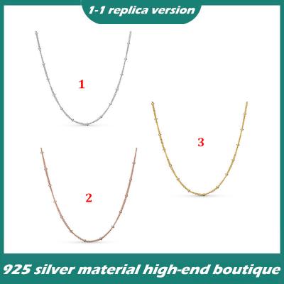 China Vintage 925 Sterling Silver Isolation Bead Necklace 45cm Female Clavicle Necklace for sale