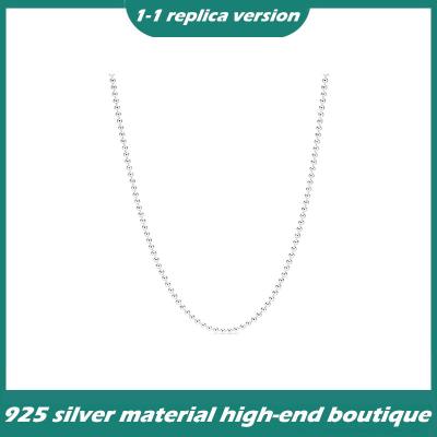 China Vintage 925 Sterling Silver Round Bead Necklace 60cm Women's Bare Sweater DIY Necklace Chain for sale