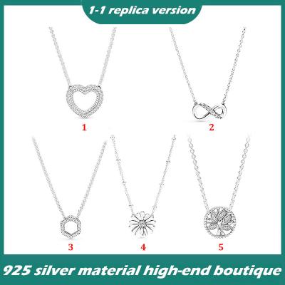 China Vintage 925 Sterling Silver Love Daisy Necklace Symbol Eternal Necklace Female Clavicle Chain for sale