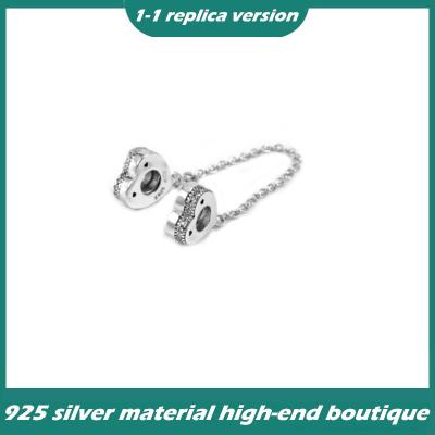 China Vintage 925 Sterling Silver Love Heart Shaped Safety Chain Bracelet DIY Accessories for sale