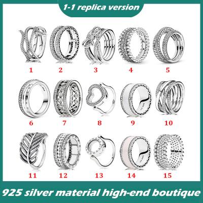 China Vintage 925 Sterling Silver Three-Ring Snake Bone Chain Pattern Shiny Heart Shaped Romantic Ring for sale