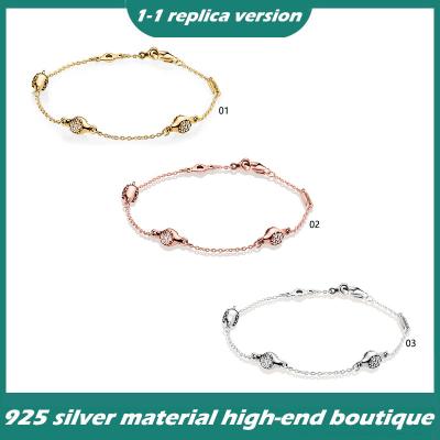 China Vintage 925 Sterling Silver Round Pearl Spacer Bracelet Suitable For Original Bracelet Gold And Rose Gold for sale