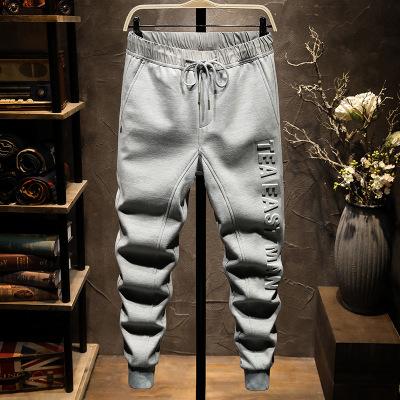 China high quality latest design mens 90%cotton jogger pants with elastic slash pockets edges loosen style pants for sale