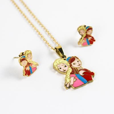 China Durable Trendy Gold Jewelry 24k Gold Stainless Steel Fashion Dubai Gold Jewelry Set Te koop