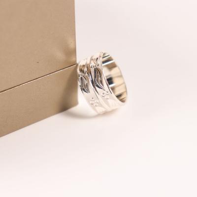 Cina TRENDY Customize Silver Ring For Women And Men 925 Sterling Silver Double Wide Ring in vendita