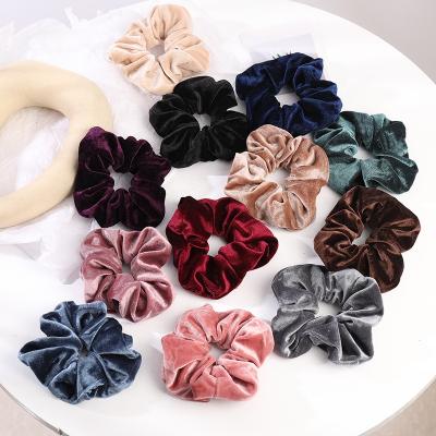 China For Large Hair Amazon Velvet Hair Scrunchies Women Solid Color Velvet Scrunchies Elastic Hair Scrunchies for sale