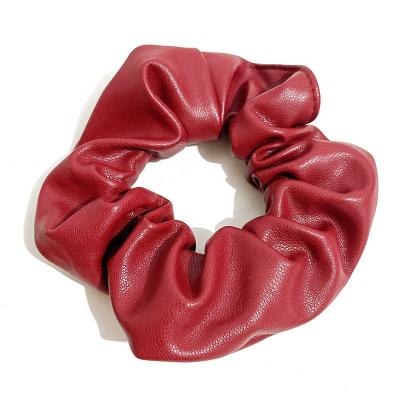 China For European Factory Wholesale PU Leather Hair Band Rope Hair Scrunchies Soft Scrunchies for sale