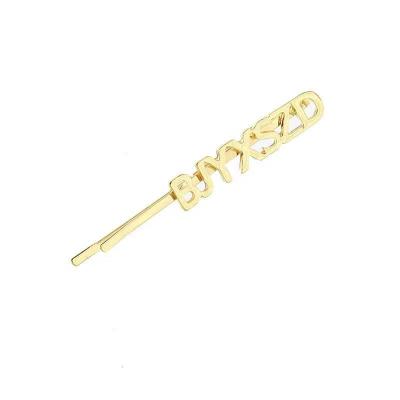 China Fashion Cheap Wholesale Custom Letter Logo Gold Plated Alloy Hair Pins For Girls for sale