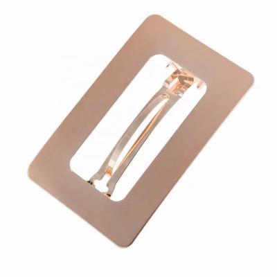 China Fashion Metal Hollow Spring Clip Women Hair Accessories Rectangle Automatic Hair Clip Barrette for sale