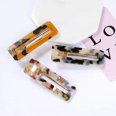 China Fashion Women Shape Acetic Acid Hair Clips Custom Logo Leopard Marble Acetate Hair Clips for sale