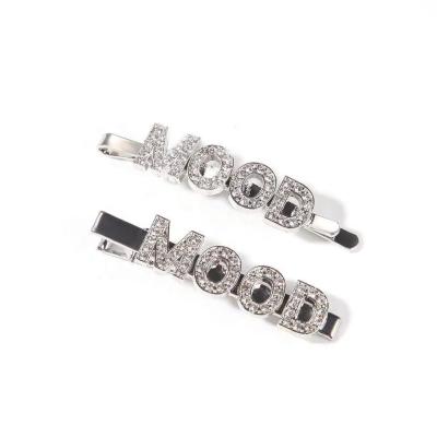 China Fashion Alloy Diamond DIY Letter Hairpin Rhinestone Hair Clip Accessories For Women for sale