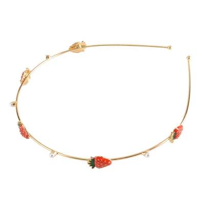 中国 Fashion Cheap Cute Girls Custom Fruits Strawberry Beads Metal Headband For Party 販売のため