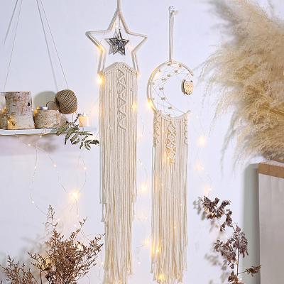 China Hot Europe Macrame Cotton Wall Hanging Boho Decor for Dreamcatchers Wedding Handmade Bohemian Star Moon Decoration Dreamcatcher Home for sale