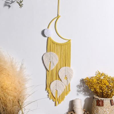 China Europe Boho Wall Hanging Dream Catcher With Lights Macrame Dreamcatcher Bedroom Wall Decor Wholesale Moon Catcher for sale