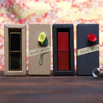 China Good Quality Mini Gift Wrapping Paper Lipstick Shape Drawer Wrapped Paper Gift Box With Dry Flower Small Gift Box for sale