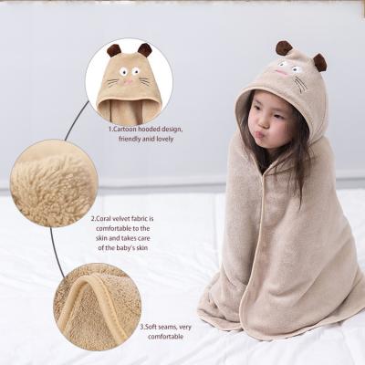 China Kids Safe Soft Hooded Organic Bathrobe For Boys Girls Toddler Cute Animal Robe Fleece Cotton Bath Towel Small for sale