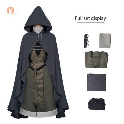 China Cloak of Elden Ring Dress Set Elden Ring Melina Cosplay Costume Outfit With striping Belf cape scarf for sale