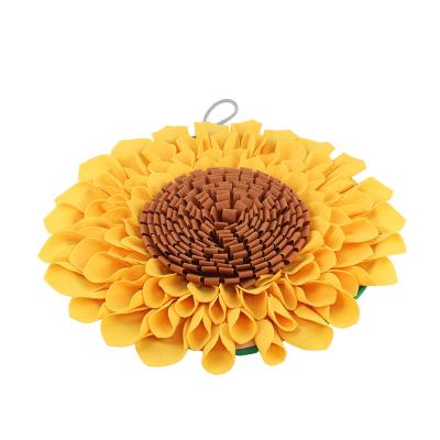 China Newest Interactive Sunflower Dog Stocked Washable Training Puzzle NoseWork Pet Nose Slow Feeding Mat for sale