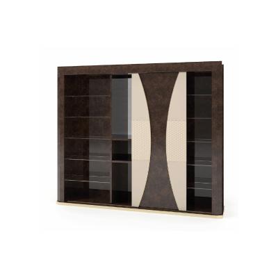 China Customizable Modern Luxury Style Burr Veneer Bookcase With Nappa Leather for sale