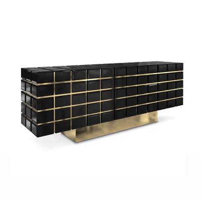 China Customizable Modern Style Living Room Wood Furniture Black Sideboard Storage for sale